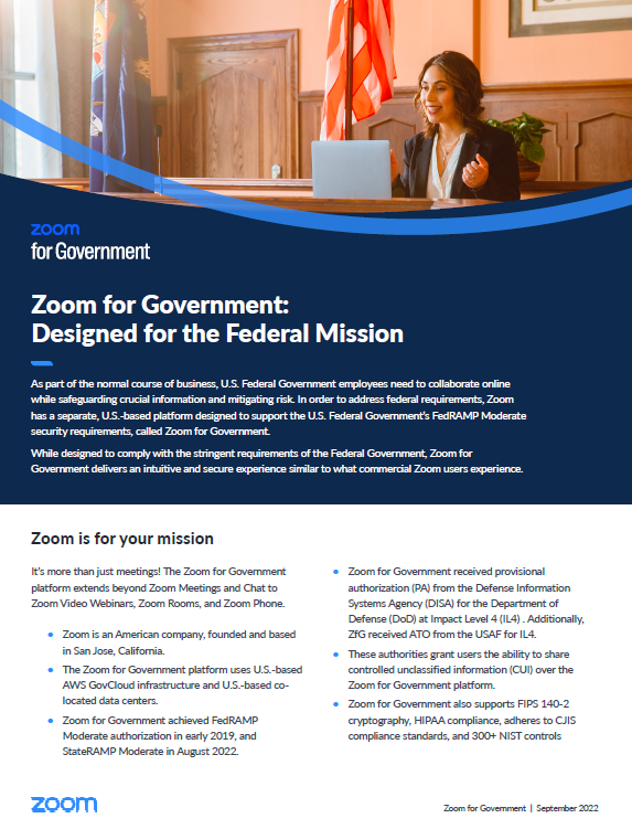 Zoom for Government: progettato per la missione federale