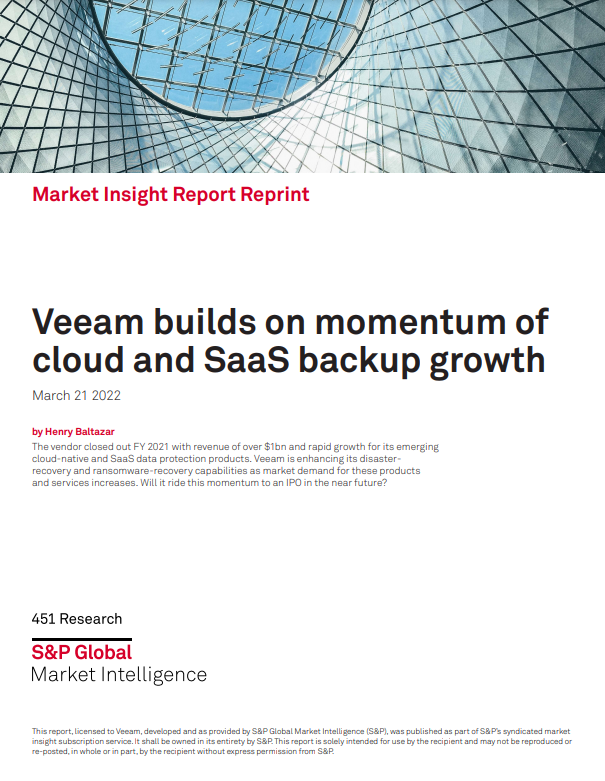 Market Insight Report: Veeam builds on momentum of cloud and SaaS backup growth